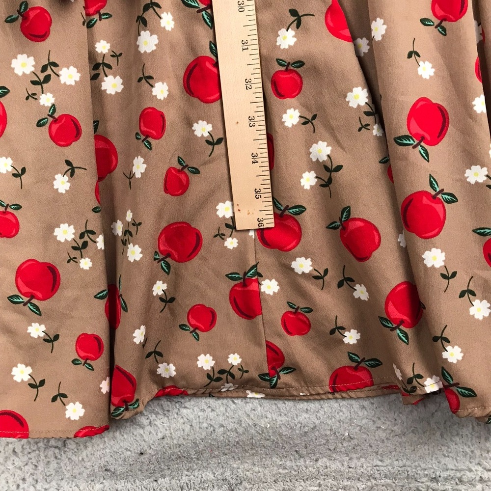 Hell Bunny Vixen Dress Womens 3XL Brown Apple Flower Retro Rockabilly Pin Up - Picture 9 of 11